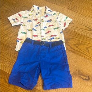 Kids Car Print Shirt and Blue Shorts Set